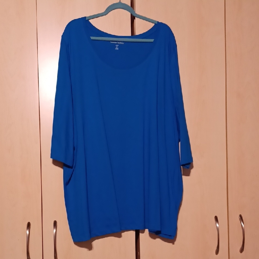 Womens Within Cotton Tee. Peacock Blue. 4x